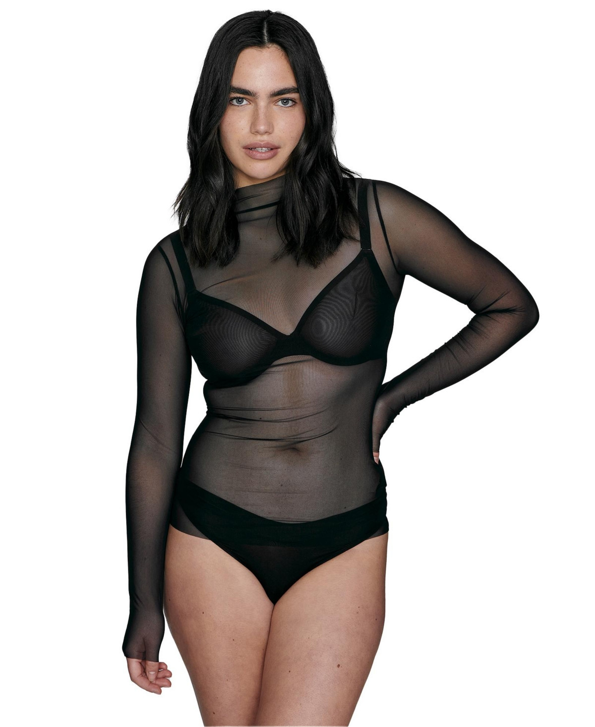 Cuup Women's The Mockneck Top - Mesh - Black | Macy's