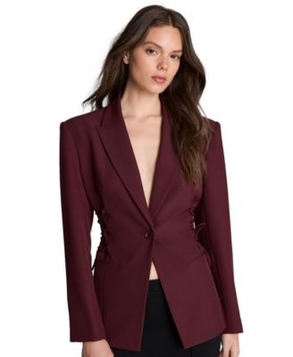 Kenneth Cole Women's Inverted-Pleat Wide-Leg Single Button Lace-Up Blazer - Sugar Beet | Macy's