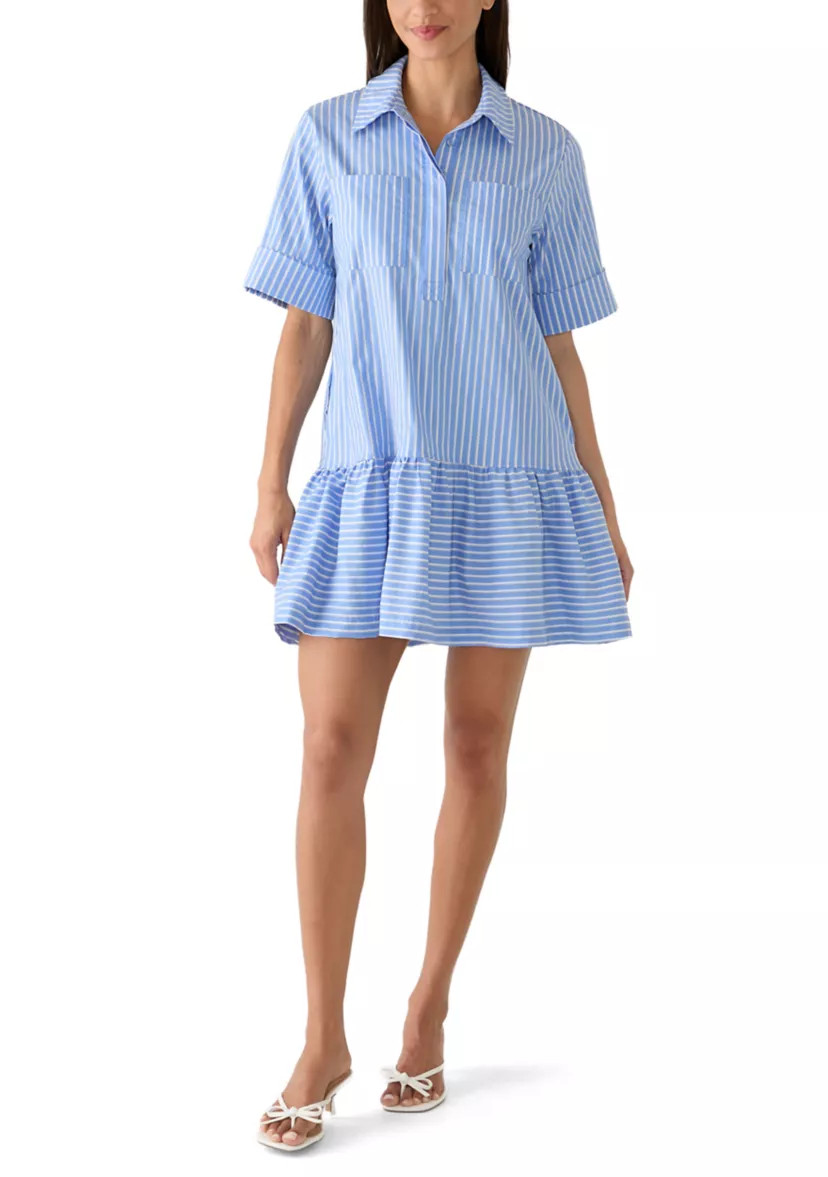 Women's Short Sleeve Poplin Shirtdress | Belk