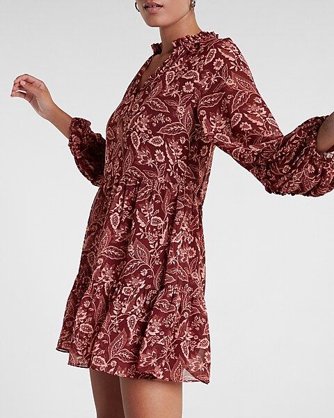 Floral Paisley Tiered Trapeze Dress | Express