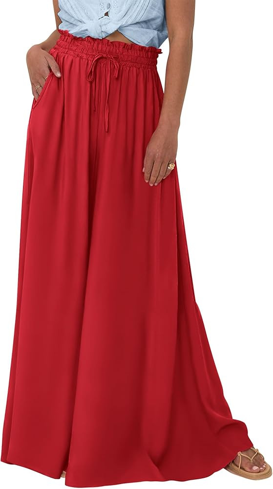BTFBM Women Casual High Waist Wide Leg Pants 2026 Spring Summer Long Palazzo Pants Pocket Lounge ... | Amazon (US)