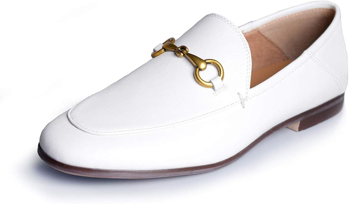 Coonek Women's Loafers,Low Heel Flats Leather Slip On for Girls Slides Lady Work Mules | Amazon (US)