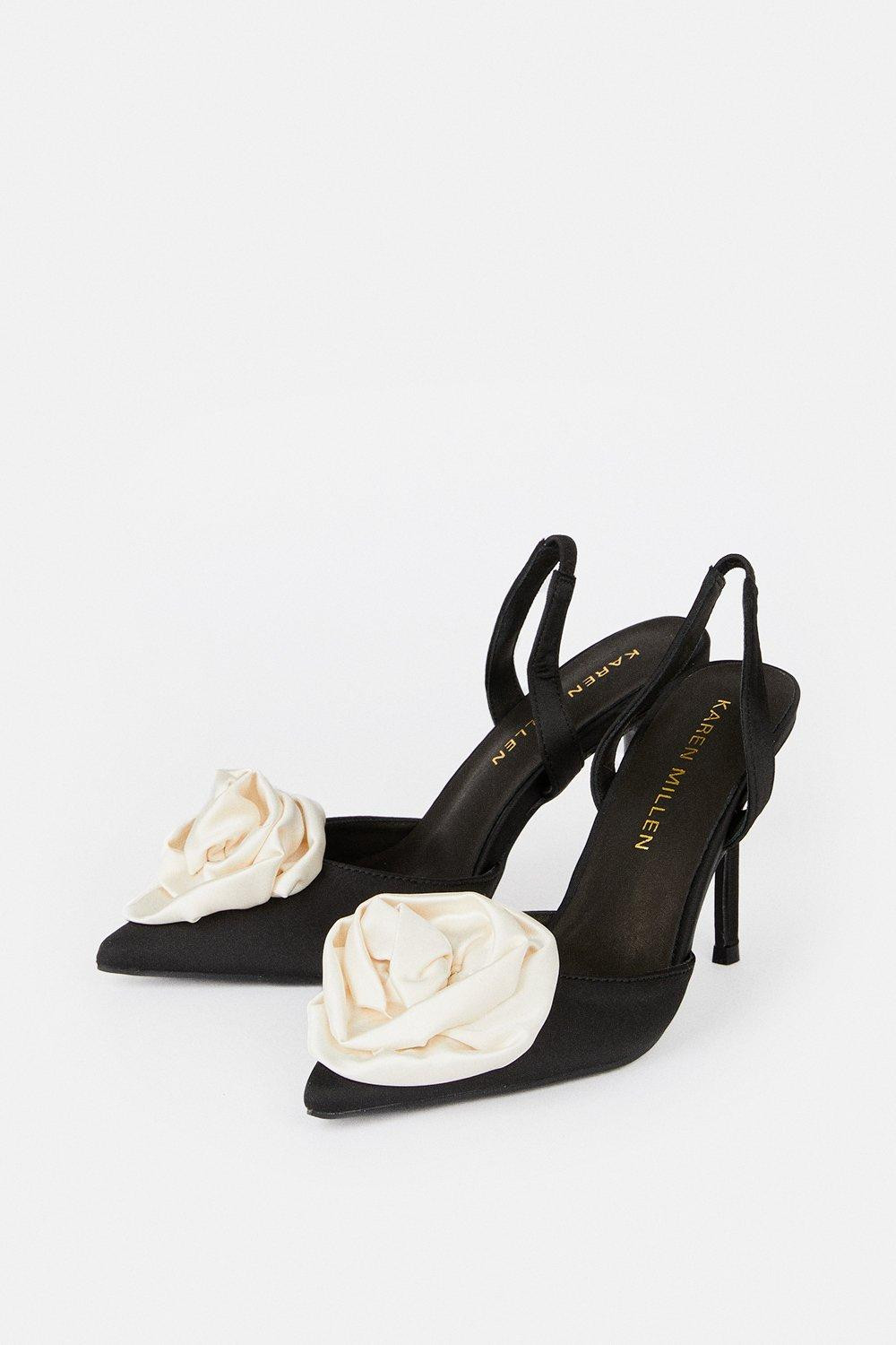 Flower Detail Court Slingback Heel | Karen Millen UK + IE + DE + NL