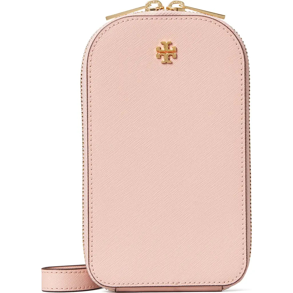Tory Burch Emerson Leather Phone Crossbody Bag in Pink Quartz at Nordstrom | Nordstrom