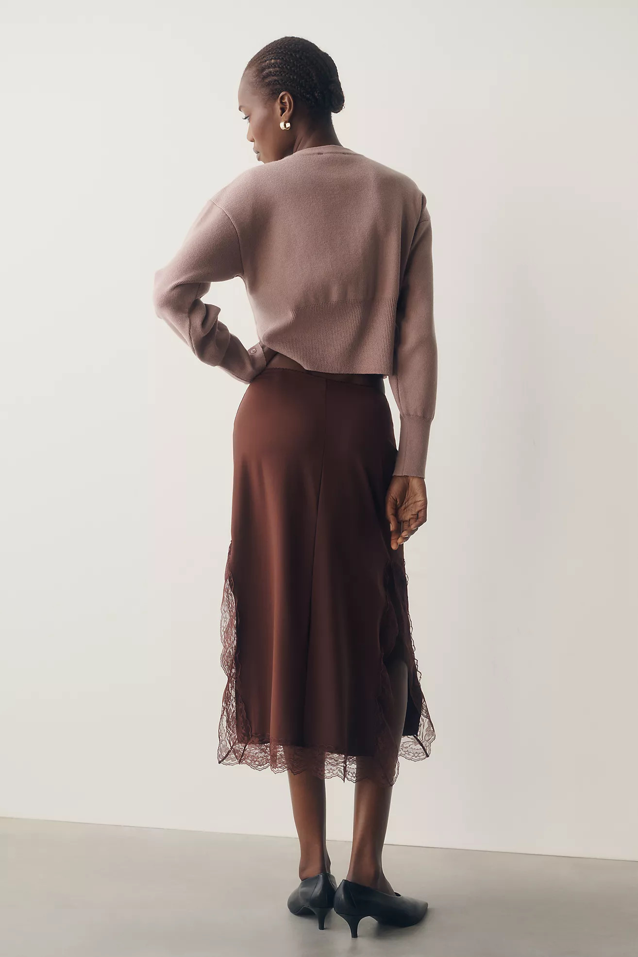 By Anthropologie Lace Trim Midi Skirt | Anthropologie (US)