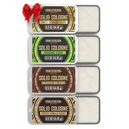 Viking Revolution 4 Pack Mens Colognes - 0.5 Oz Solid Perfume with Spiced Vanilla, Sweet Tobacco, Majestic Oud, Bergamot - Travel Wax Balm Cologne | Amazon (US)