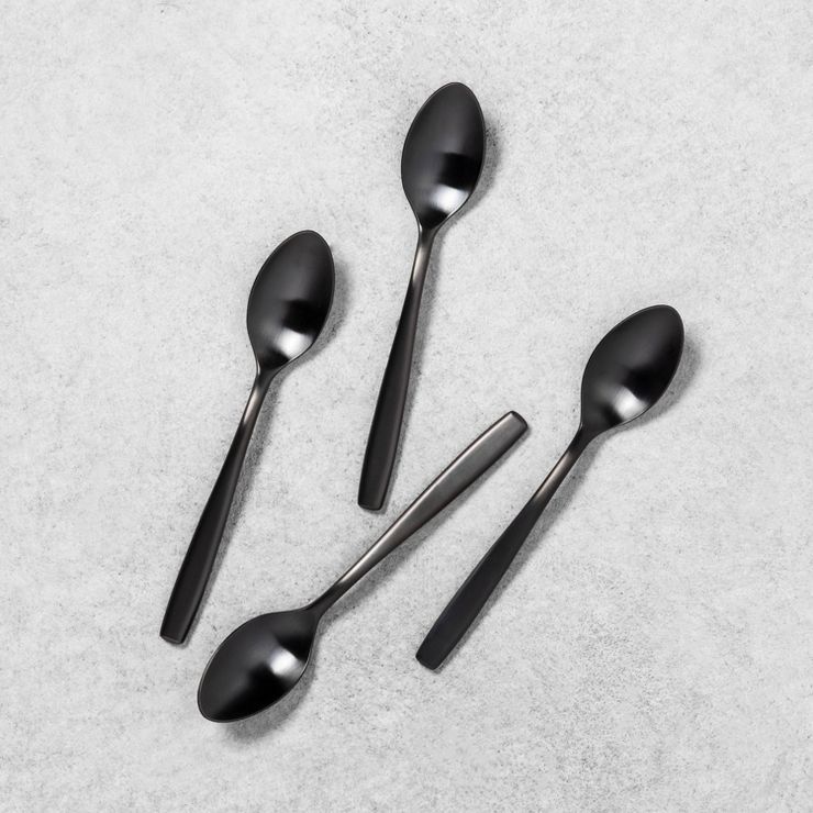 4pc Matte Finish Appetizer Flatware Sets Black - Hearth & Hand™ with Magnolia | Target
