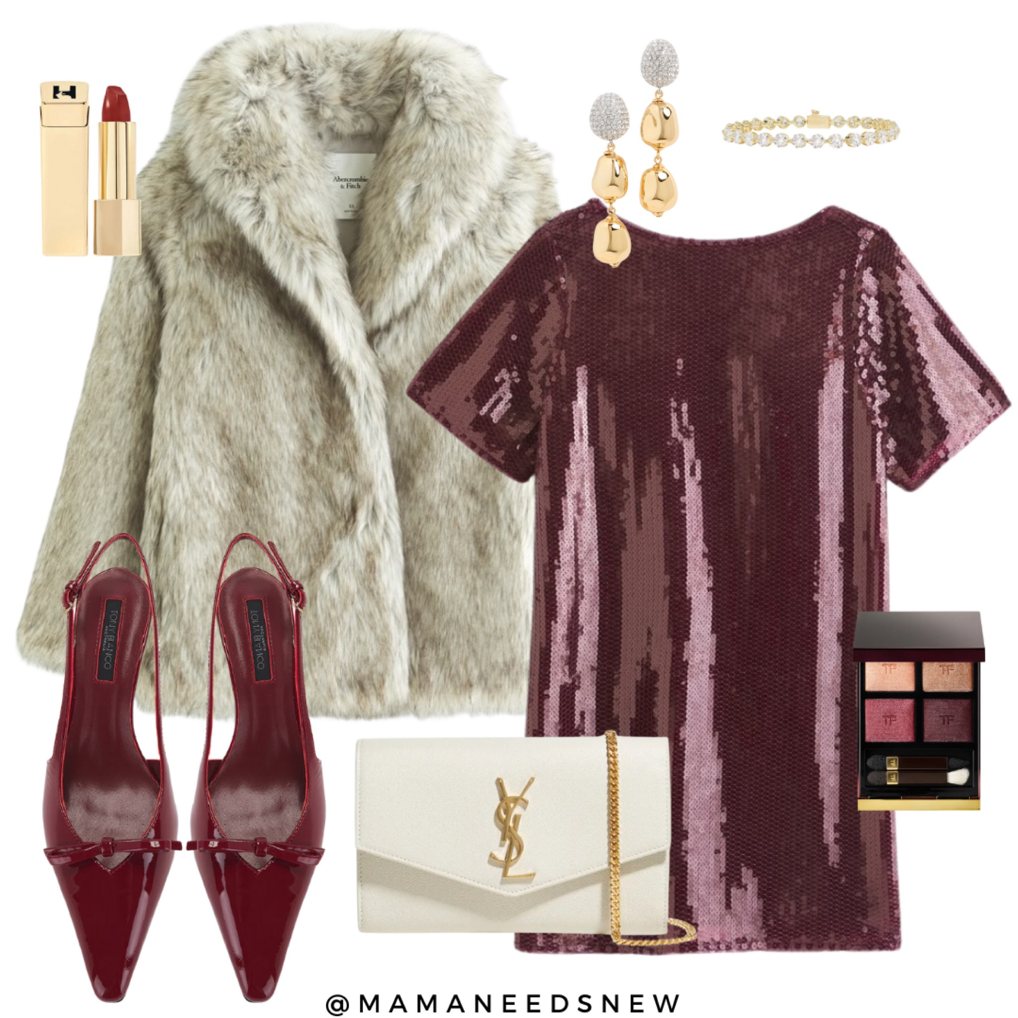 A holiday outfit with a faux fur coat and sequin dress paired with heels ♥️

#LTKHoliday #LTKParties #LTKSaleAlert