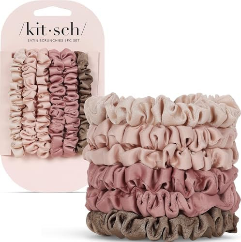 Kitsch Satin Scrunchies for Women | For All Hair Types Terracotta, 6pcs | Amazon (US)