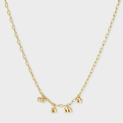 14k Gold Dipped "mama" Stationed Charm Necklace - A New Day™ Gold | Target