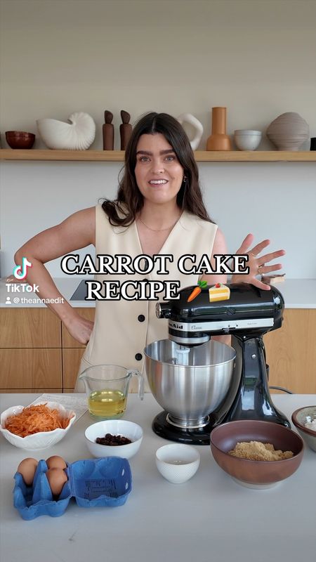 Sharing my family’s carrot cake recipe! I am a cream cheese frosting fan account now. Since I made this recipe the other week I’ve been asked for the recipe twice. It’s THAT good! Make sure you save it for later! 🥕🍰

INGREDIENTS:

For the cake:
250ml sunflower oil 
225g light muscovado sugar 
3 large eggs
225g self-raising flour
Pinch of salt
1/2 teaspoon each of mixed spice, nutmeg and cinnamon
250g coarsely grated carrots
Handful of sultanas or chopped dates (soaked in brandy if you want to be fancy!) 

For the frosting:
300g full-fat cream cheese
150g icing sugar
2 teaspoons cornflour
125ml double cream
8 pecans roughly chopped

METHOD:

1. Preheat the oven to 170℃ (fan-assisted), grease, and line two 7-inch baking tins.
2. Whisk together the oil and sugar, then beat in the eggs. 
3. Sift in flour, add the spices and fold into the egg mixture. 
4. Fold in the carrots and sultanas and mix well. 
5. Divide the mixture into the two tins and bake for 30-40 mins.
6. Leave to cool in tins and make the frosting by lightly whipping the cream cheese until smooth, sieving in the icing sugar and cornflour and then beating to combine. Then add in the cream and beat until you have a spreadable consistency.
7. Assemble the cake and sprinkle over your chopped pecans. 

#CarroteCake #HomeBaking #CakeRecipe #Baking