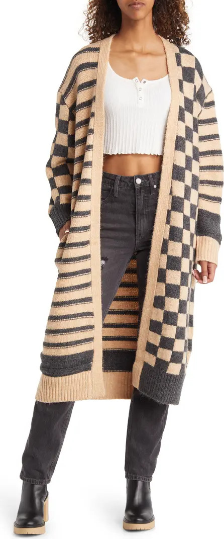 Checkerboard & Stripe Long Cardigan | Nordstrom
