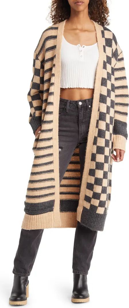 Checkerboard & Stripe Long Cardigan | Nordstrom