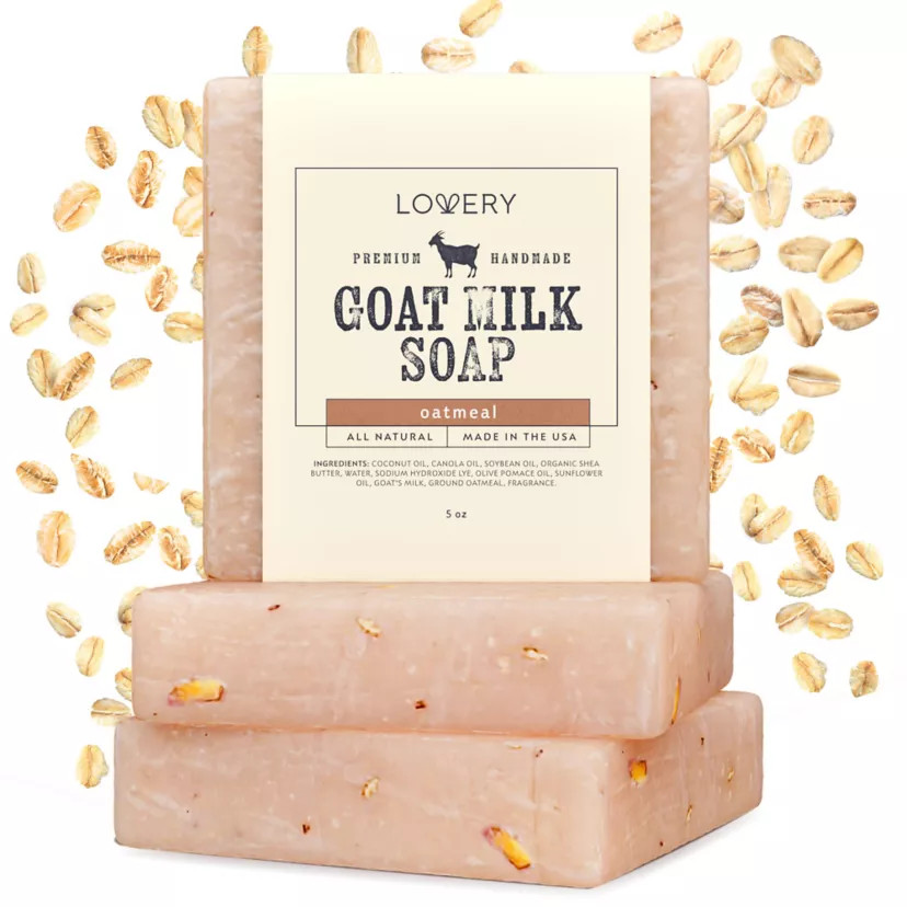Lovery Handmade Goat Milk Soap Bar with Organic Shea Butter - 3Pack Oatmeal Scent Made in USA | Belk