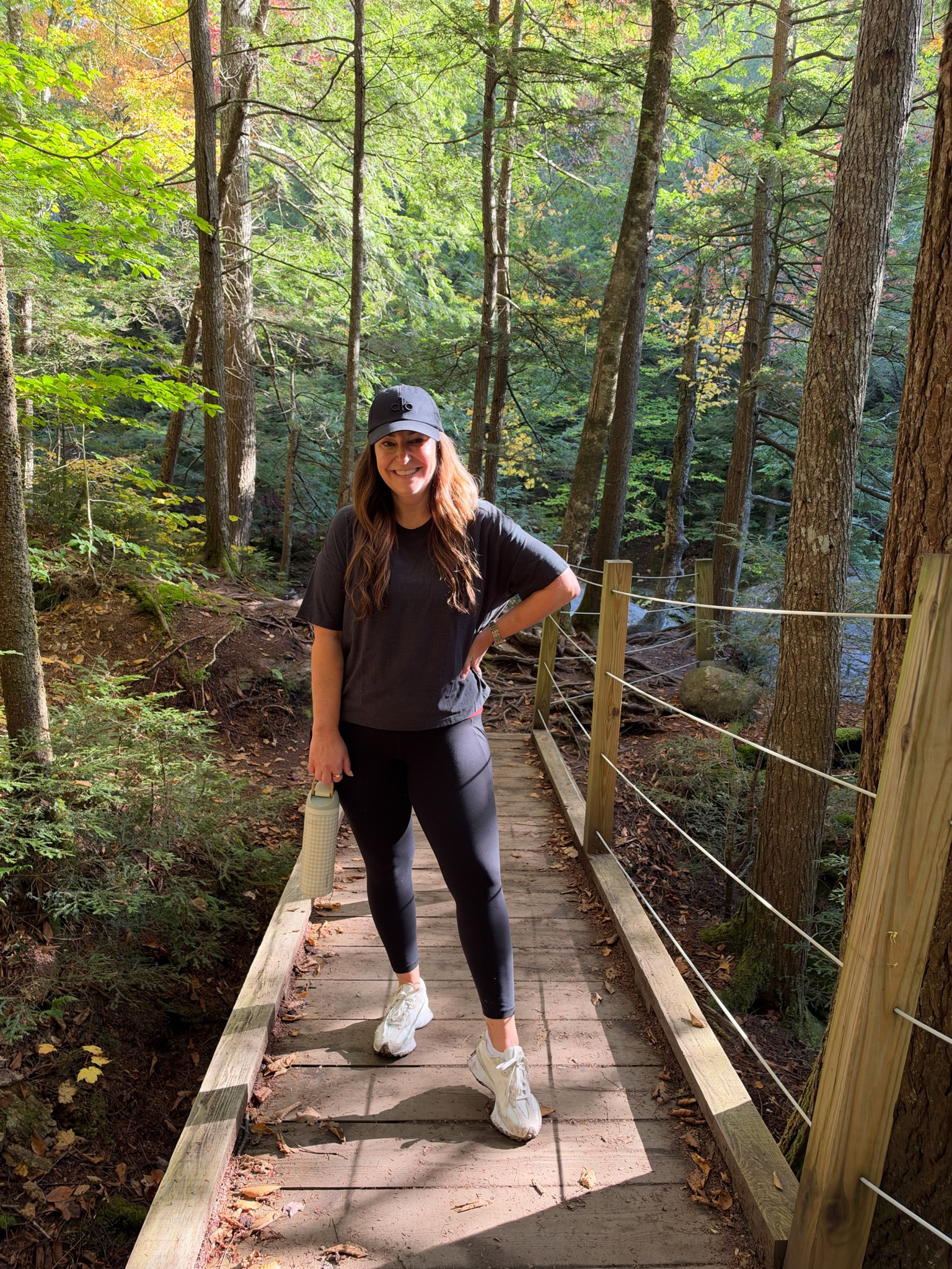 Hiking Bingham Falls in Stowe, VT 🥾 Comfy athleisure for chasing waterfalls and fall foliage. Girls trip adventure day, handled. Plus these leggings are now 40% off at @athleta 

Sizing: Tee tts, L | Leggings, L 

#LTKActive #LTKOver40 #LTKtravel 

 #LTKSaleAlert #LTKMidsize #LTKTravel
