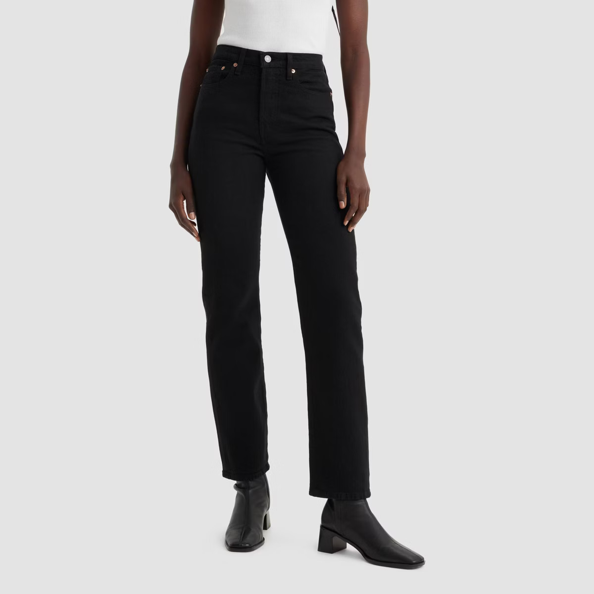 Levi's® Women's High-Rise Wedgie Straight Cropped Jeans - Soft Black 32: Heavyweight Denim, Stre... | Target