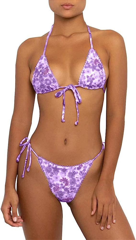 Bikinis Swimsuit Set for Women Swimwear Triangle Bathing Suit Tie String Thong | Amazon (US)