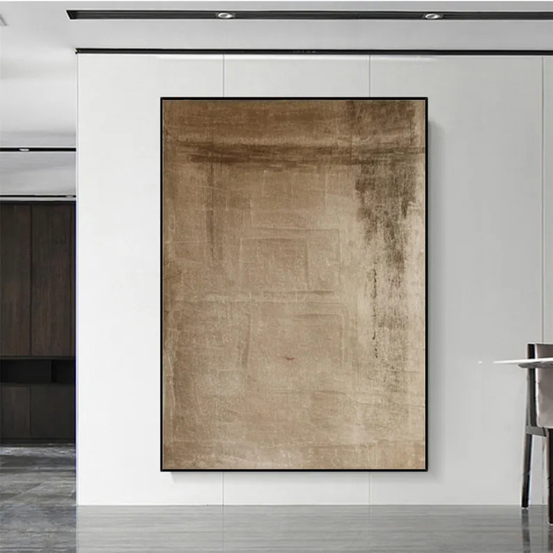 Large Brown Wabi Sabi Painting Brown Abstract Painting Wabi Sabi Art on Canvas Minimalist Wall Ar... | Etsy (US)