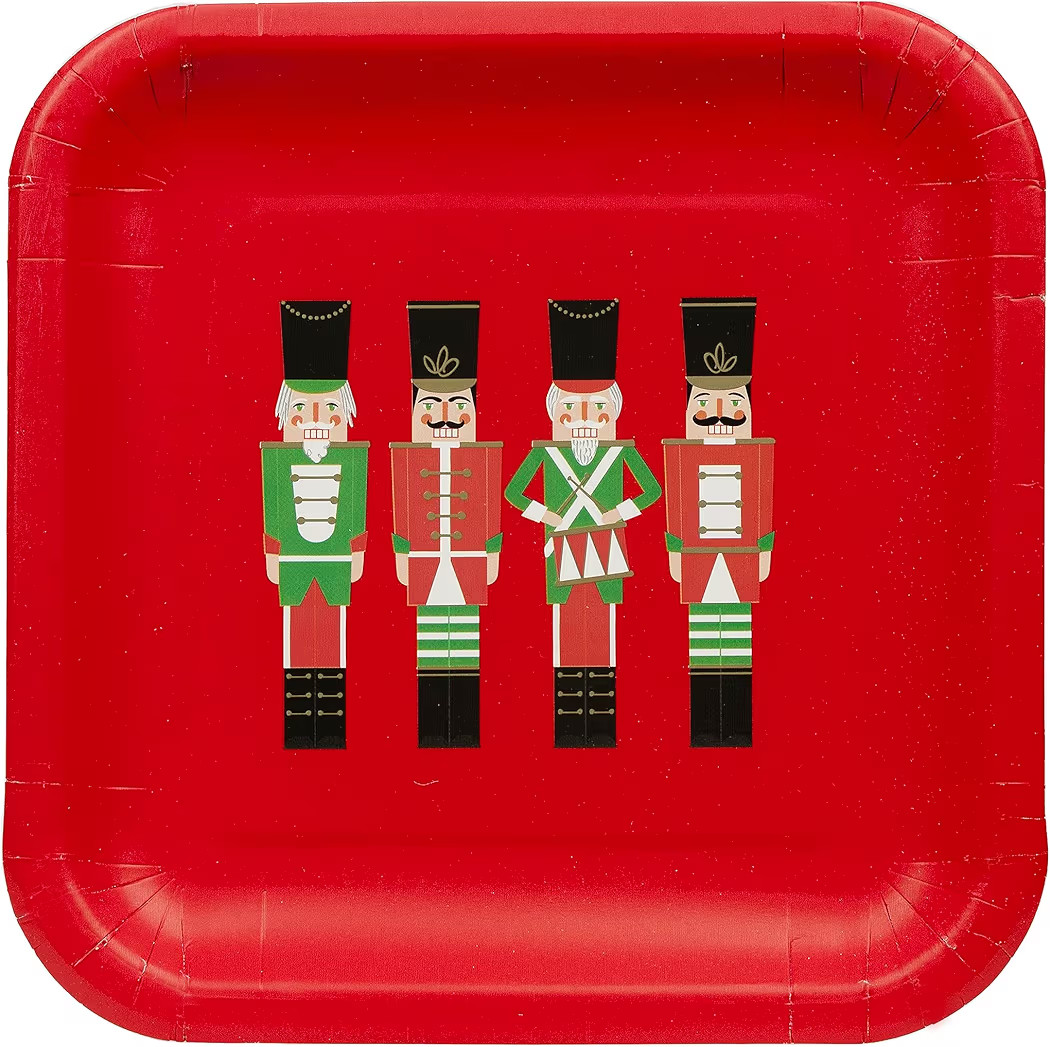 Amazon.com: Talking Tables 12 x Nutcracker Themed Red Square Christmas Paper Plates Recyclable Di... | Amazon (US)