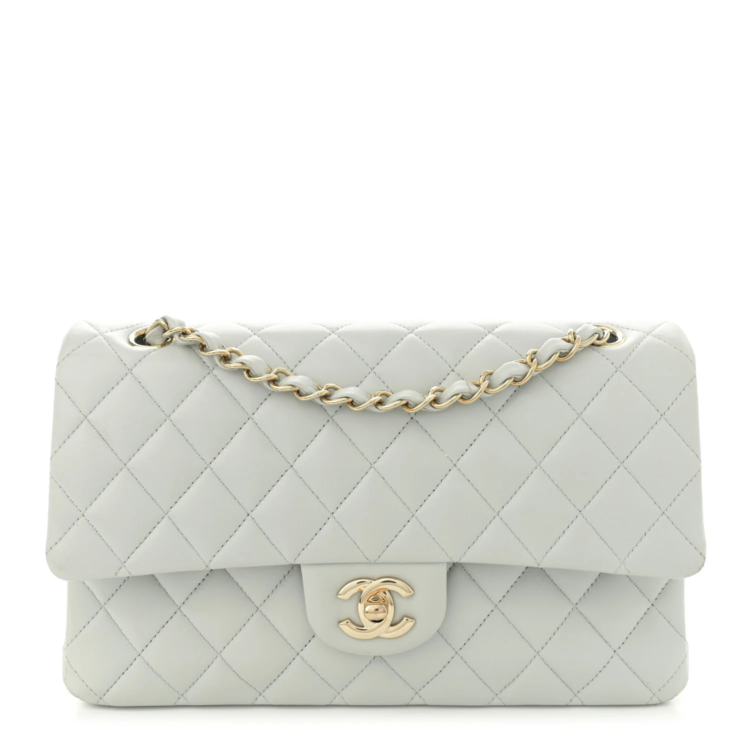 Chanel: All/Bags/CHANEL Lambskin Quilted Medium Double Flap Light Blue | FASHIONPHILE (US)