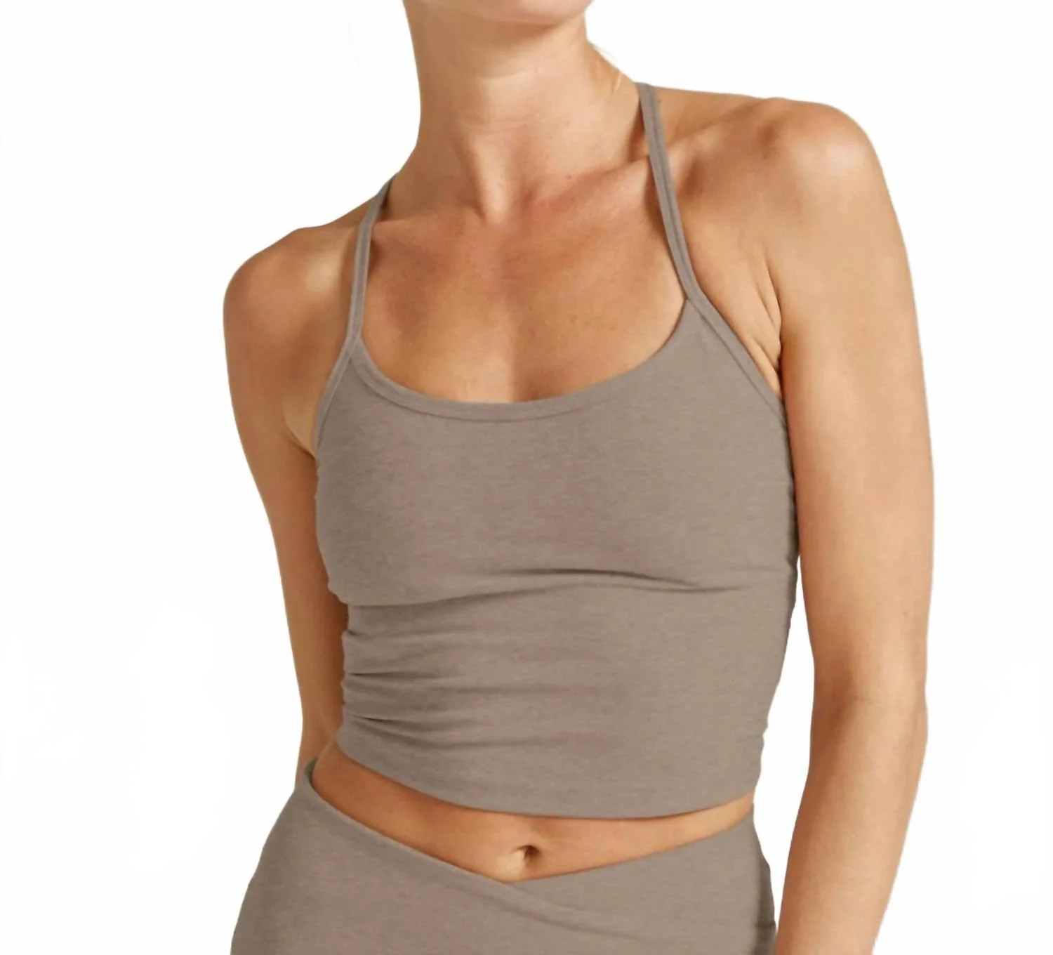 Spacedye Slim Racerback Cropped Tank Top In Birch Heather | Shop Simon