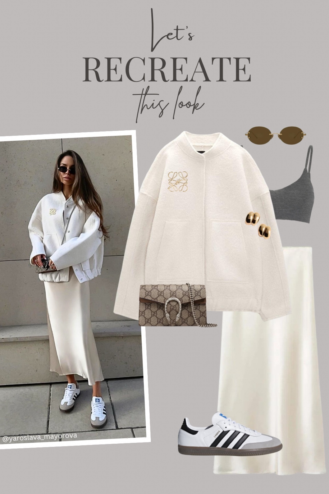Let’s Recreate This Look
Cream satin skirt styled with an oversized bomber jacket and @adidas Sambas for a relaxed casual look.

#adidassamba #satinskirt #sandals

#LTKitbag #LTKstyletip #LTKshoecrush
