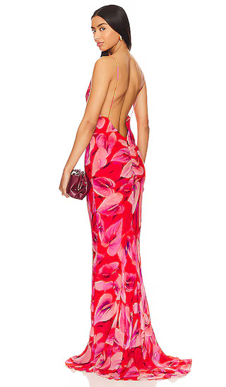 Ninfea Maxi in Anthurium Multi | Hot Pink Dress Red Floral Dress Hot Pink Gown Red Gown | Revolve Clothing (Global)