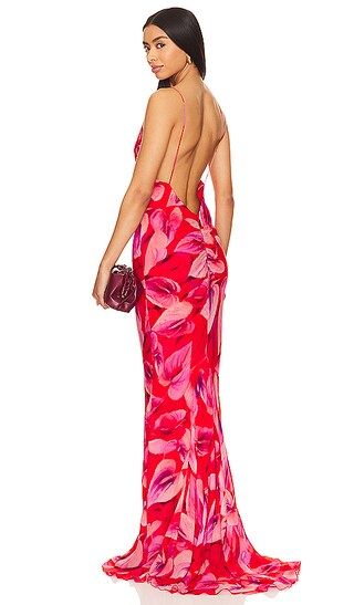 Ninfea Maxi in Anthurium Multi | Hot Pink Dress Red Floral Dress Hot Pink Gown Red Gown | Revolve Clothing (Global)