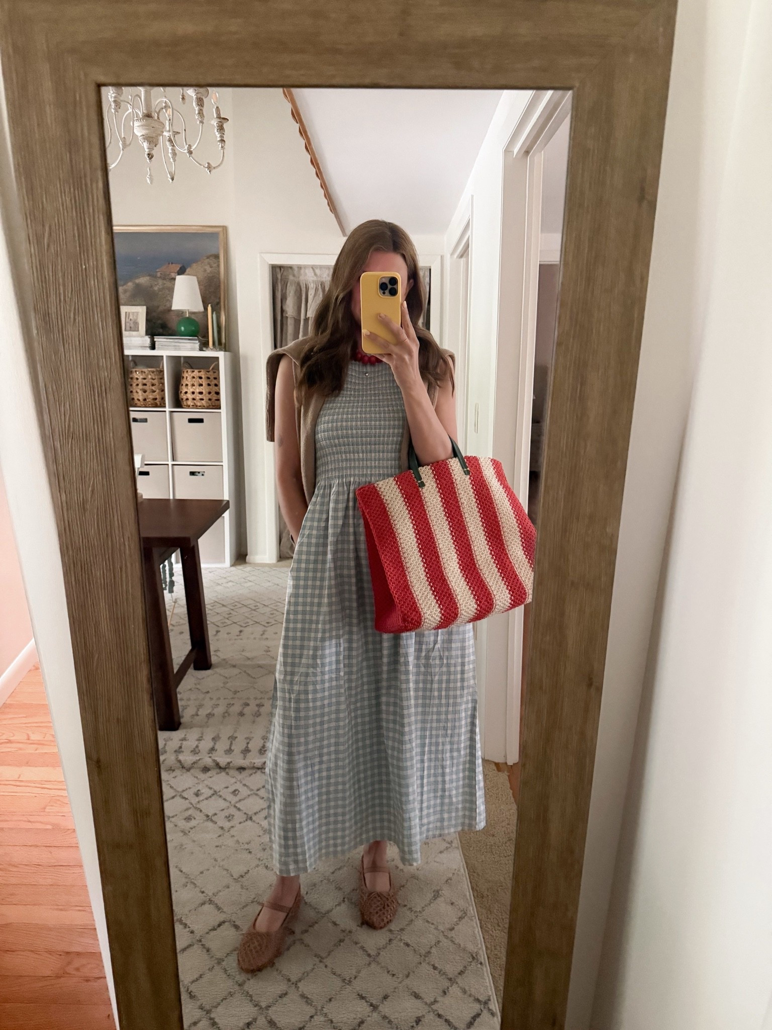 Summer outfit 
Summer dress 
Hill house home dress 
Clare v bag 
Loeffler Randall flats 
Bauble bar necklace

#LTKmomlife #LTKgrwm #LTKootd
