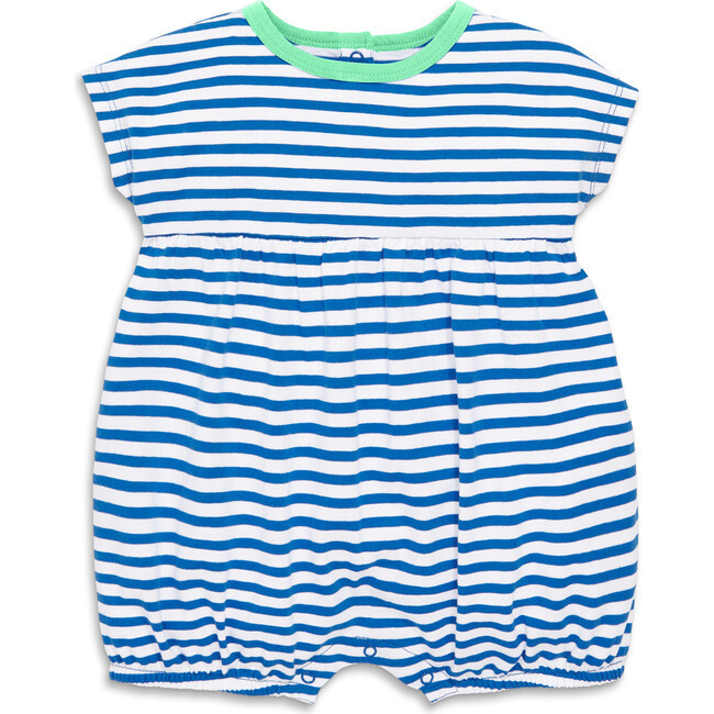 Baby Bubble Shortie In Stripe, Blueberry White Stripe | Maisonette