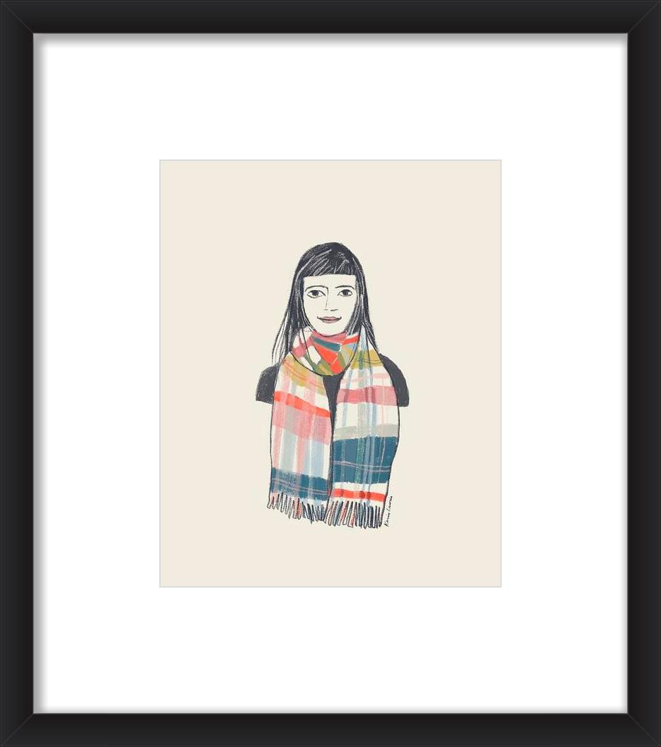 Portrait of a Young Woman in Pastel Plaid Scarf | Artfully Walls
