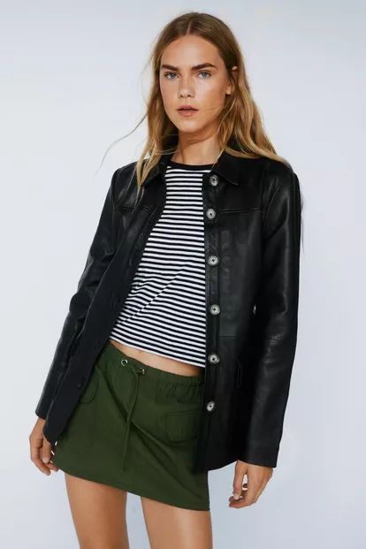Real Leather Tie Waist Belted Jacket | Nasty Gal (US)