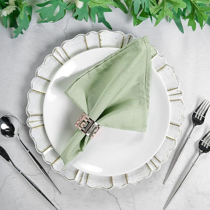 Efavormart 25 Pack | 17"x17" Sage Green Polyester Linen Dinner Napkins | Washable | Amazon (US)