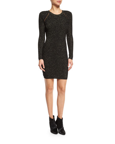 Metallic Jacquard Sheath Dress, Black/Gold | Neiman Marcus