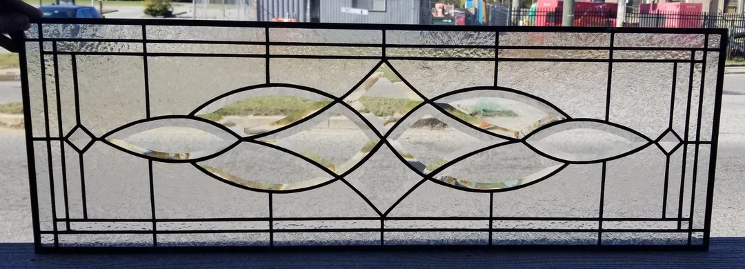 Luminous Handcrafted Stained Glass Transom Window with an Elegant Diamond and Beveled Glass Desig... | Etsy (US)