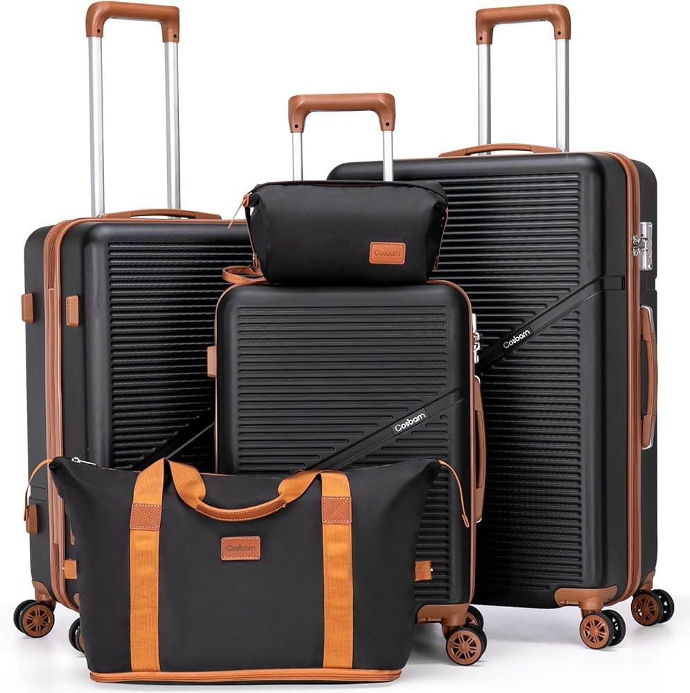 Luggage Sets 5 Piece Suitcases with Wheels, Suitcase Set ABS Hard Case Luggage with TSA Lock Spin... | Amazon (US)