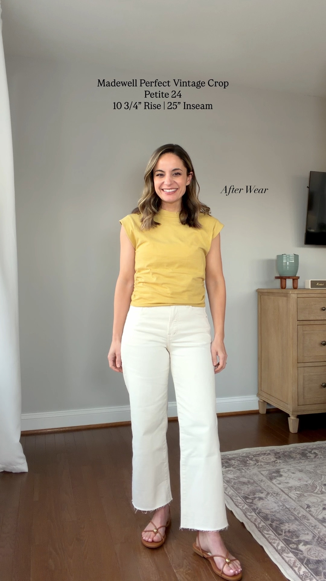 The perfect vintage wide leg crop jeans in vintage canvas wear test! 

These jeans are true to size. Off white, and not see through. I think they held up well for the wear test with minimal stretching. 

With washing I washed on cold and tumbled dry on medium. The raw hem rolled and the inseam shrunk to 24”. To preserve the fit and hem I would hang them to dry instead of drying them in the dryer. 

#LTKPetite