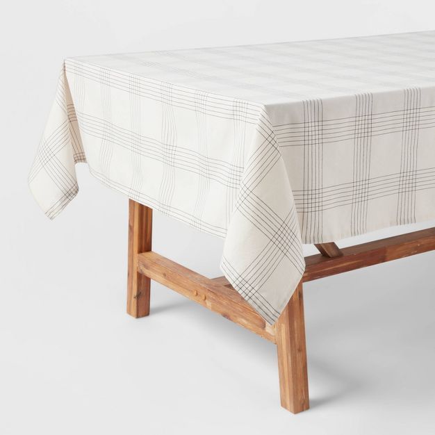 84&#34; x 60&#34; Cotton Open Plaid Tablecloth Black - Threshold&#8482; | Target