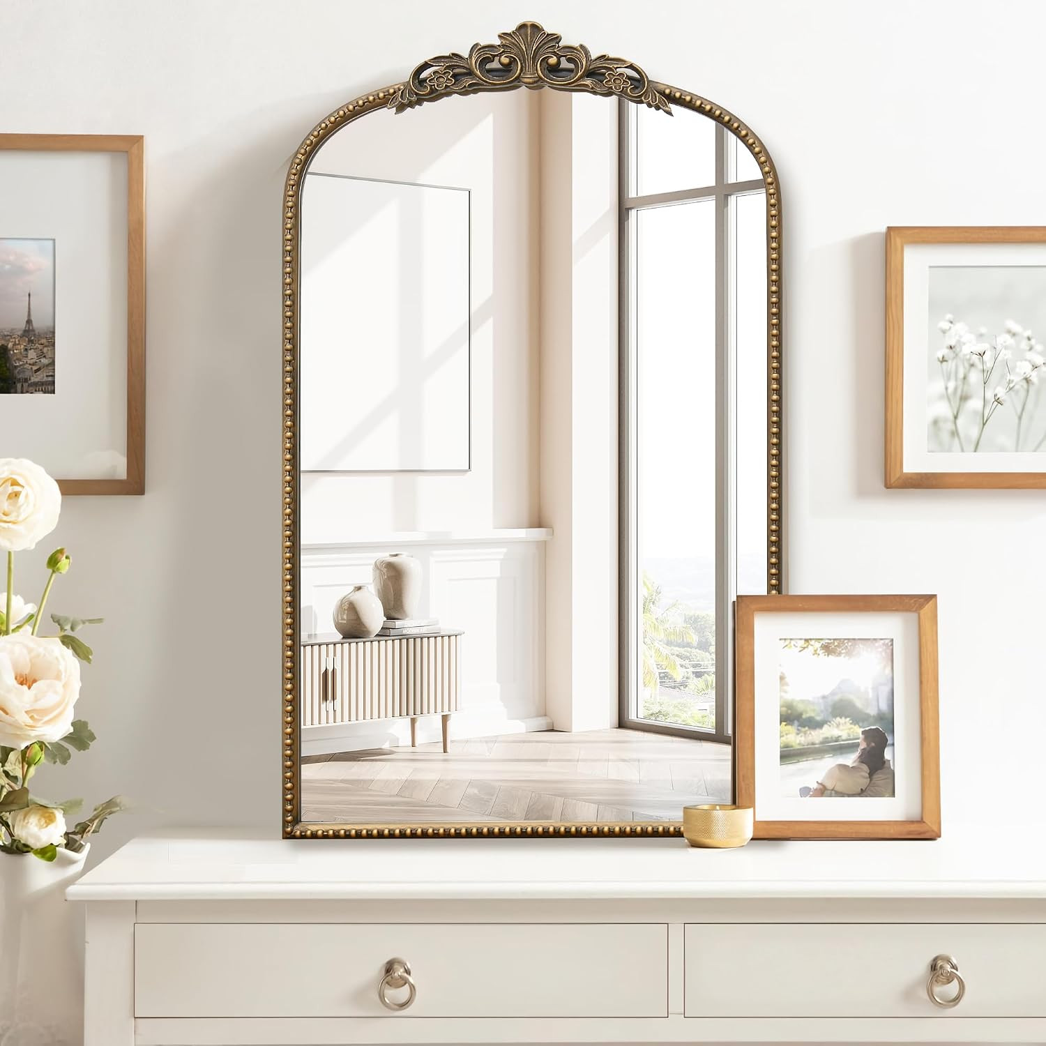 Bathroom Mirrors for Over Sink: 19"x31" Gold Vintage Arched Mirror | Amazon (US)