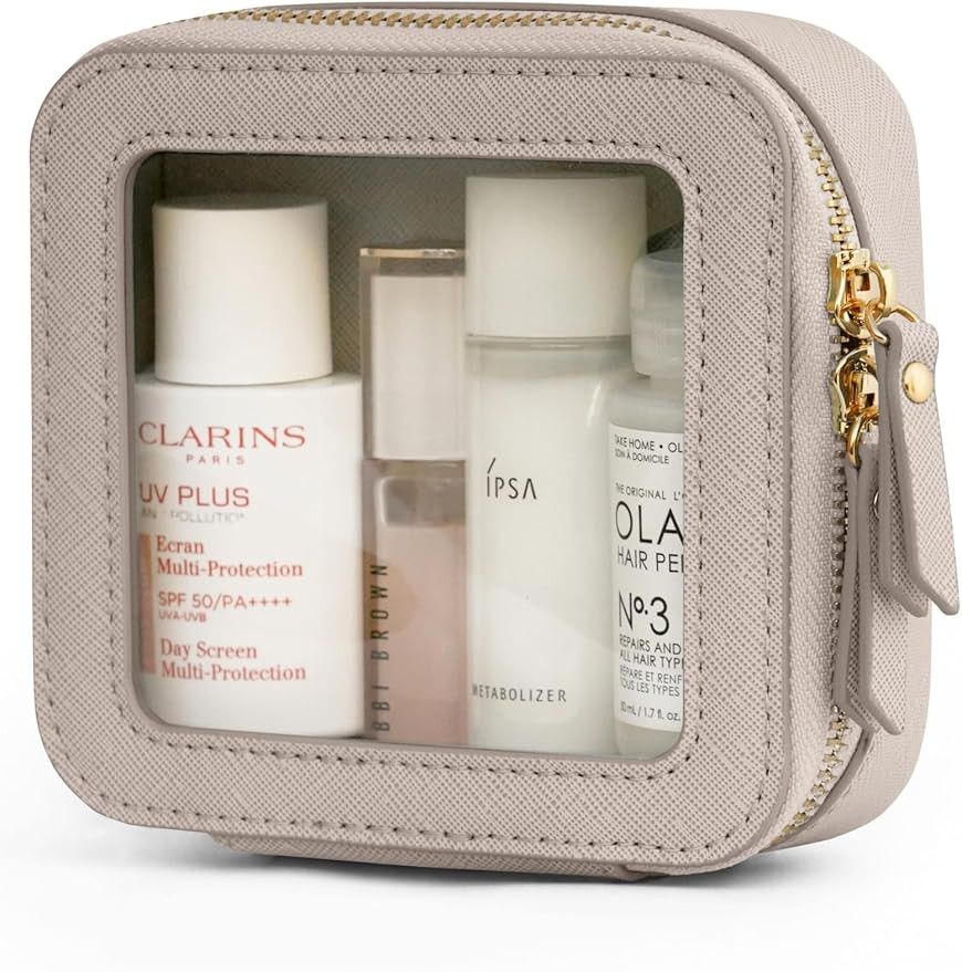 Popvibe Clear Makeup Bag Travel Cosmetic Case Transparent Toiletry Bag with Zipper, Portable Make... | Amazon (US)