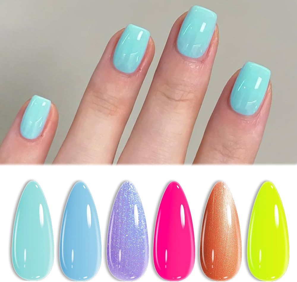 modelones Summer Neon Gel Nail Polish, 6 Colors Hema Free Rainbow Gel Polish Hot Pink Gittler Pur... | Amazon (US)