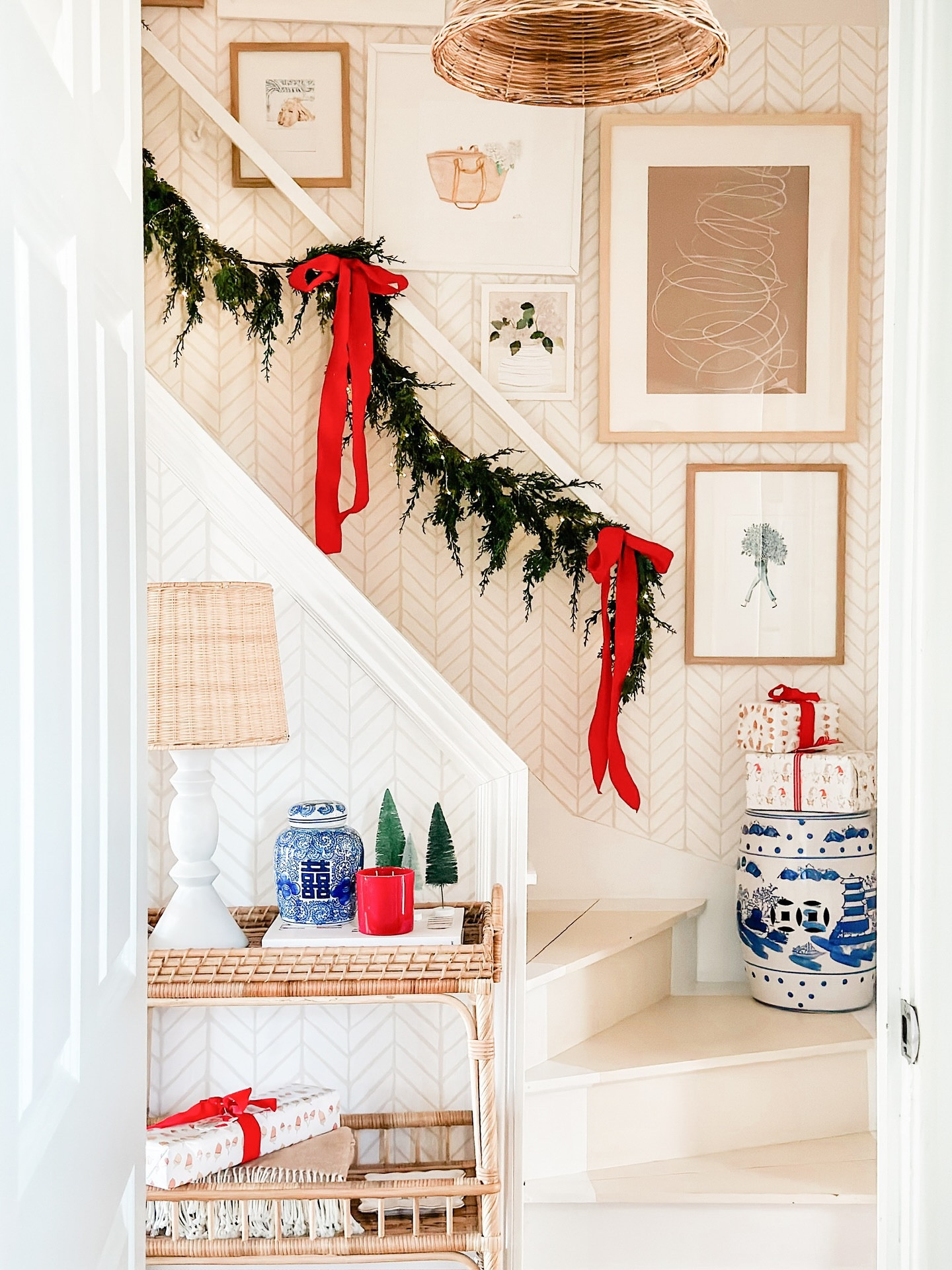 A simple red ribbon can make even the smallest moment feel festive. 

#christmasdecor #christmas #christmasdecorations #garland #interiors #makelifebeautiful #traditionalhome #countryliving #tradwithatwist

#LTKSeasonal #LTKHome