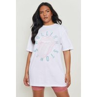 Womens Plus Pastel Rolling Stones Band T-Shirt - White - 24 | boohoo (US & Canada)