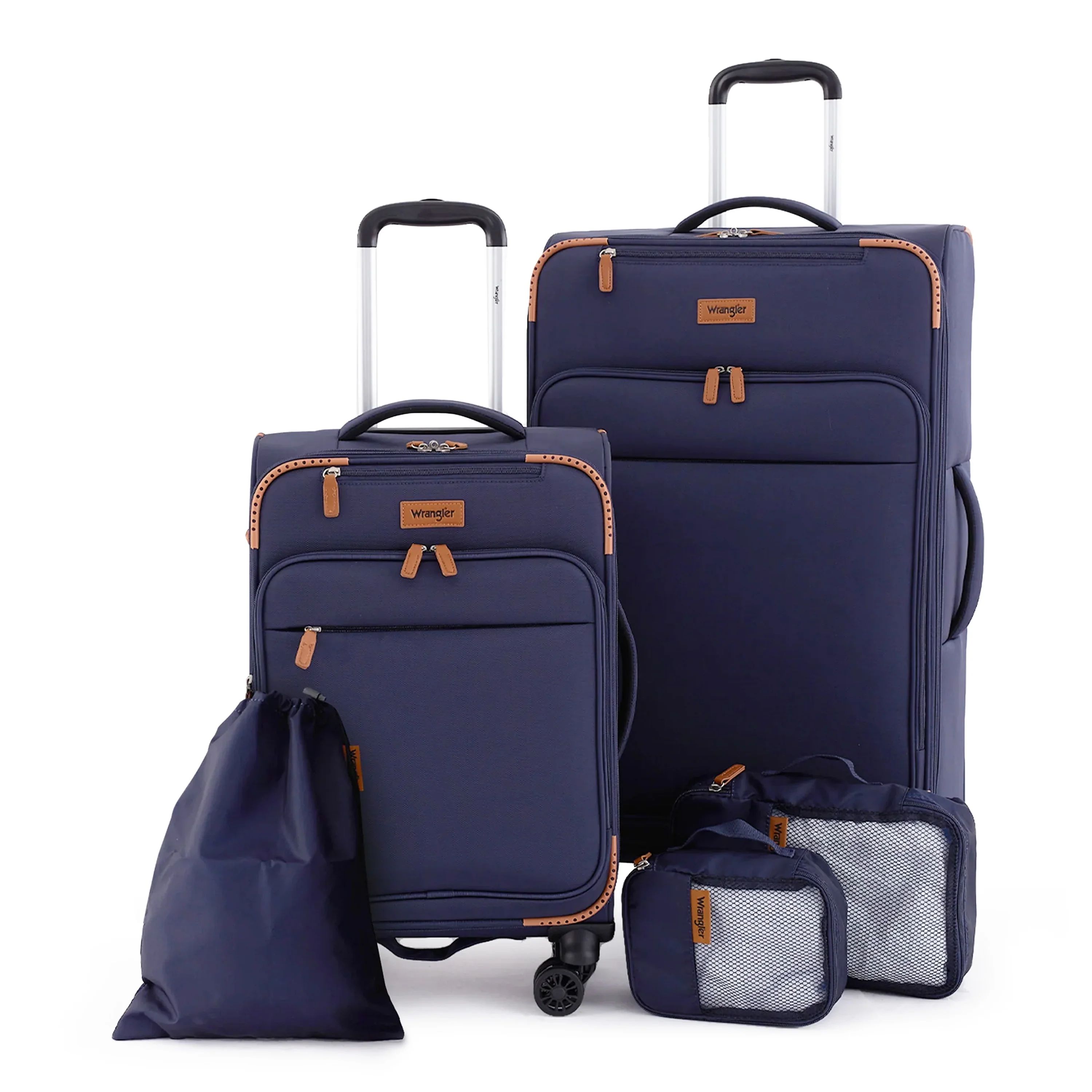 Wrangler 5pc Soft-side Spinner Travel Luggage Set, Navy | Walmart (US)