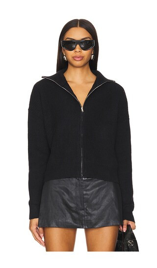 Olivia Zip Front Sweater in Black | Revolve Clothing (Global)