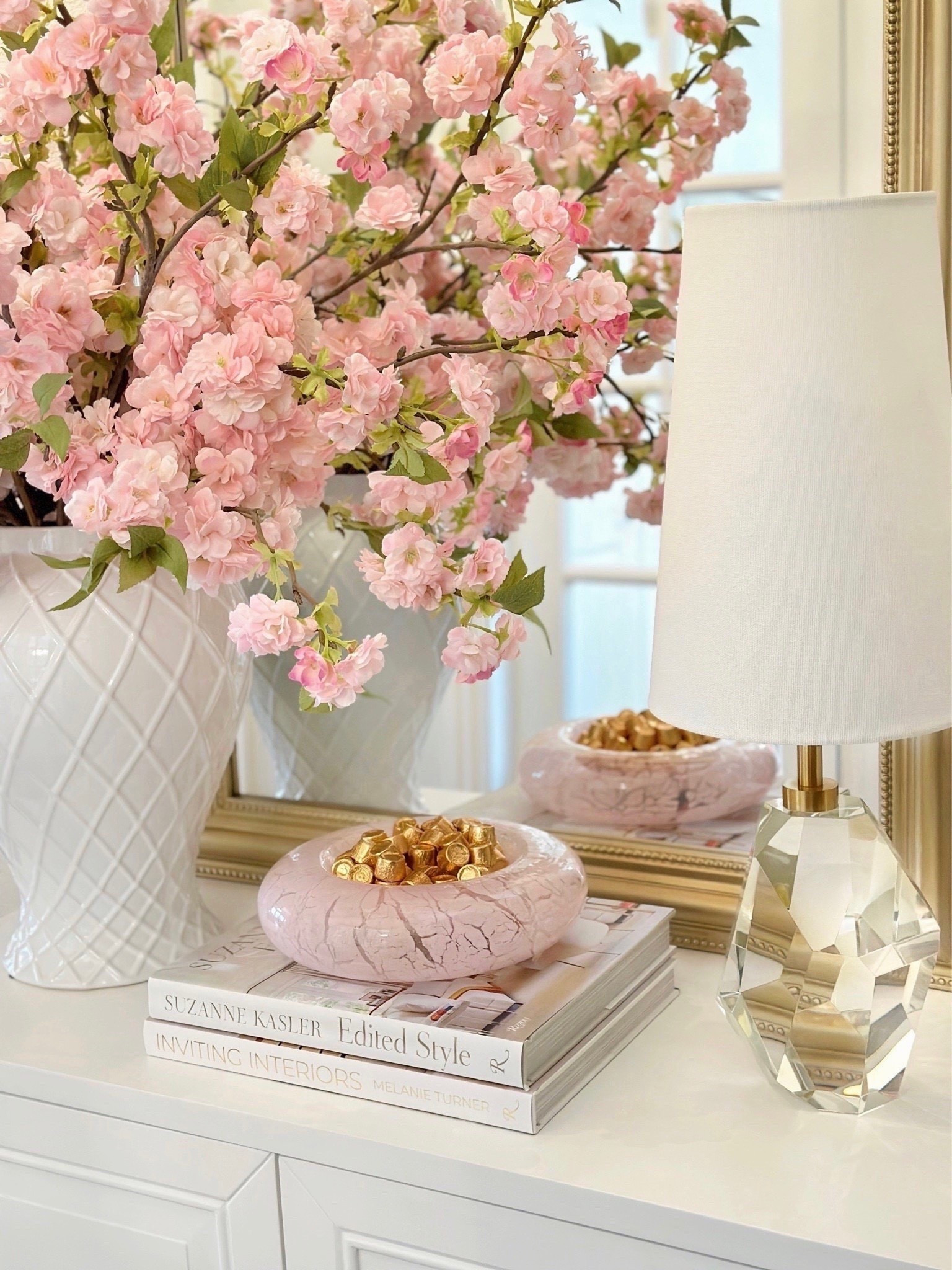 20% off cherry blossoms and pink dish ✨ these cherry blossoms have been a favorite for years - love the pink and white stems! 