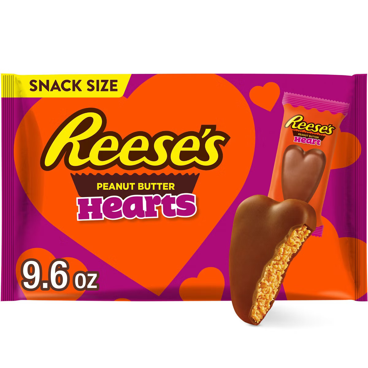 Reese's Valentine's Day Milk Chocolate Peanut Butter Hearts Candy Snack Size - 9.6oz | Target