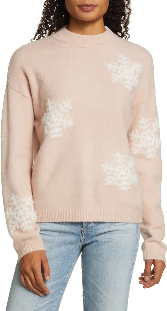 Caslon® Snowflake Mock Neck Sweater | Nordstrom | Nordstrom