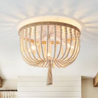 EDISLIVE Richmond 12 in. 3-Light Wooden Beaded Bowl Flush Mount 81010000038318 - The Home Depot | The Home Depot