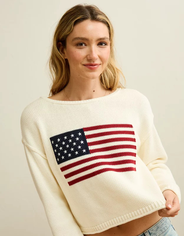 AE American Flag Graphic Sweater | American Eagle Outfitters (US & CA)